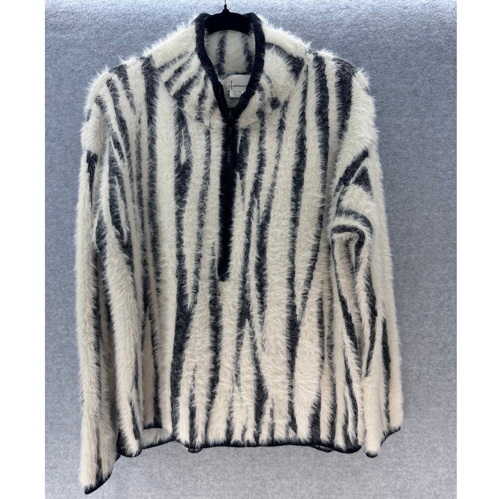 A by Anthropologie Women's sz L Cindy Eyelash Half-Zip Pullover SOFT Classy
